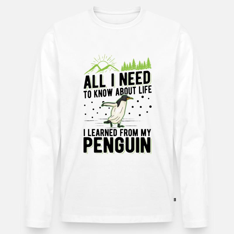 Pinguin Geschenk Penguin - Männer Premium Bio Langarmshirt - Weiß