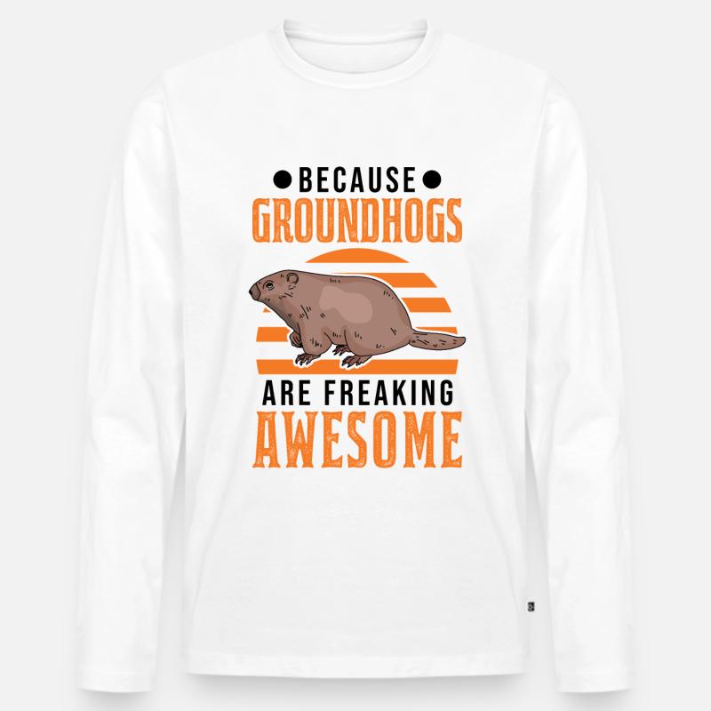 Murmeltier Groundhog Day Waldmurmeltier - Männer Premium Bio Langarmshirt - Weiß