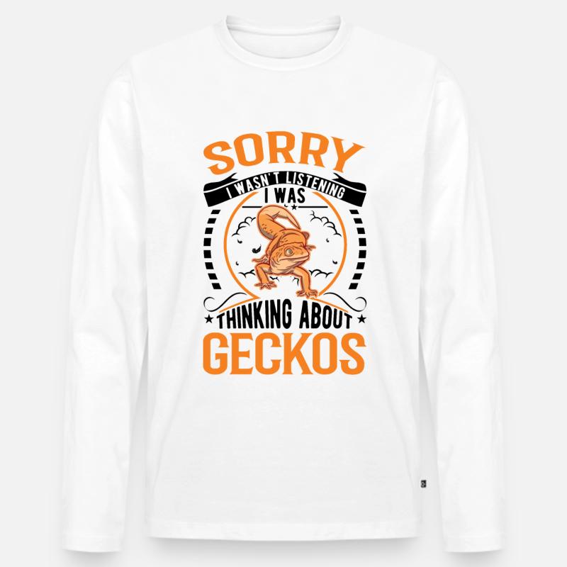 Gecko Geschenk Leopardgecko - Männer Premium Bio Langarmshirt - Weiß