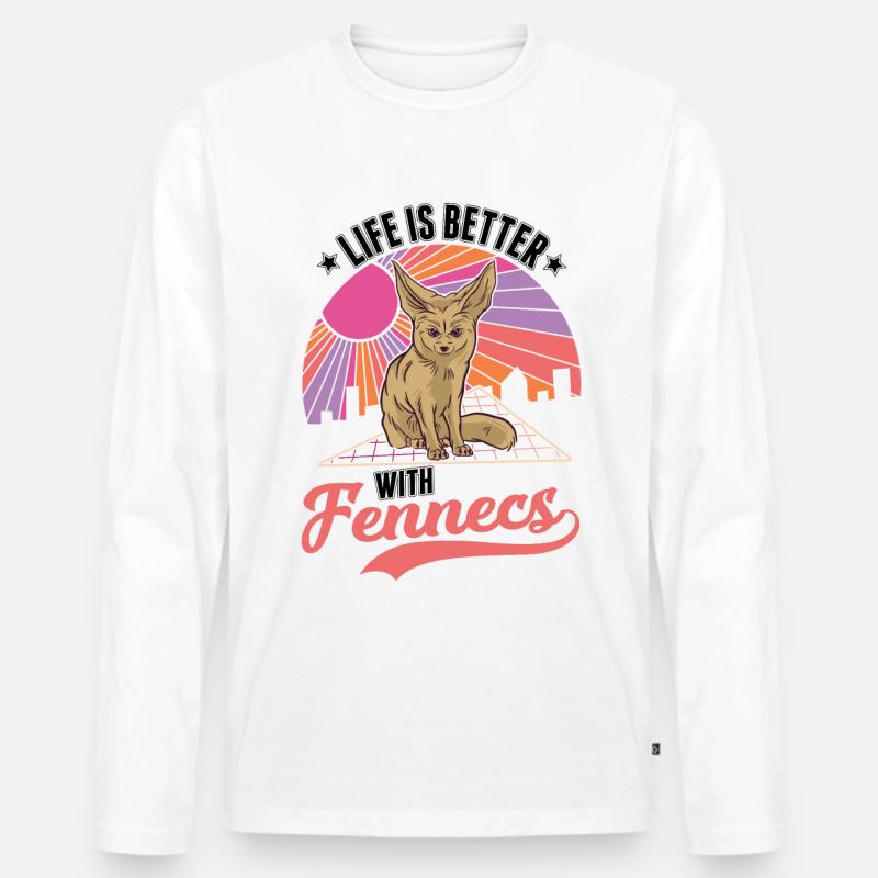 Das Leben ist besser mit einem Fennek - Männer Premium Bio Langarmshirt - Weiß