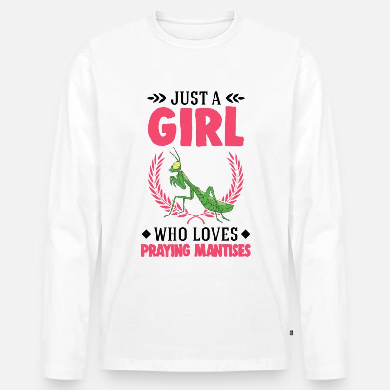 Gottesanbeterin Mädchen Mantis Fangschrecke - Männer Premium Bio Langarmshirt - Weiß