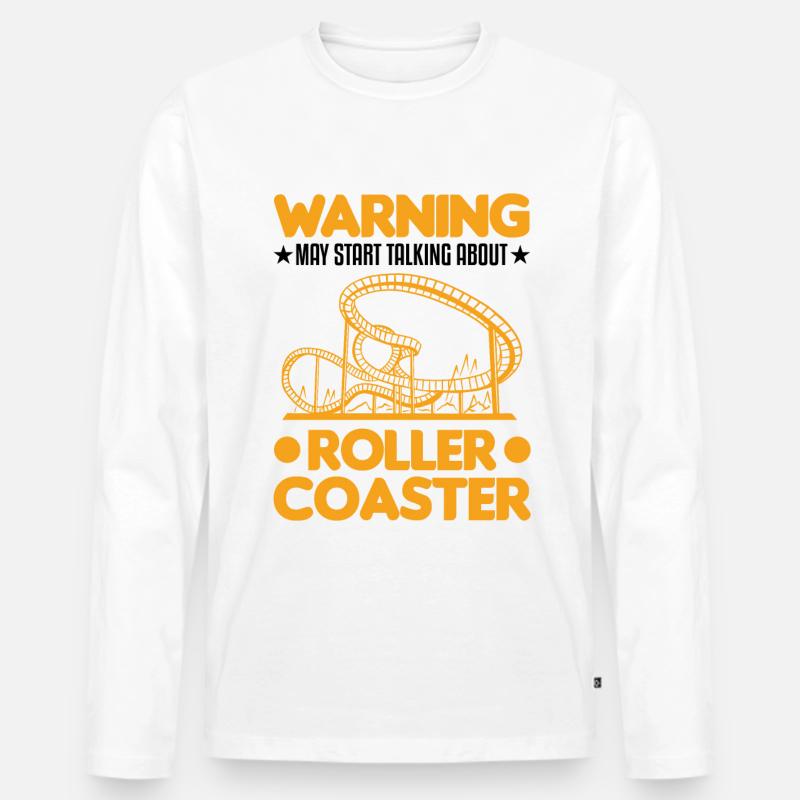 Warnung Achterbahnfahrer Achterbahn - Männer Premium Bio Langarmshirt - Weiß