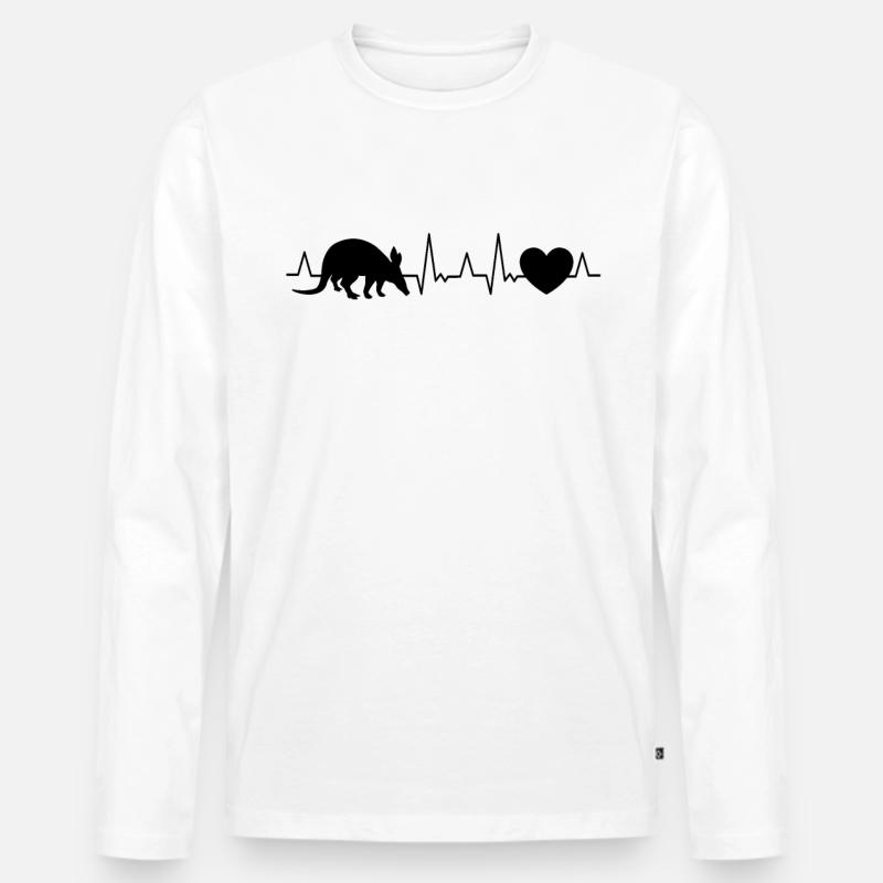 Erdferkel Herzschlag - Männer Premium Bio Langarmshirt - Weiß