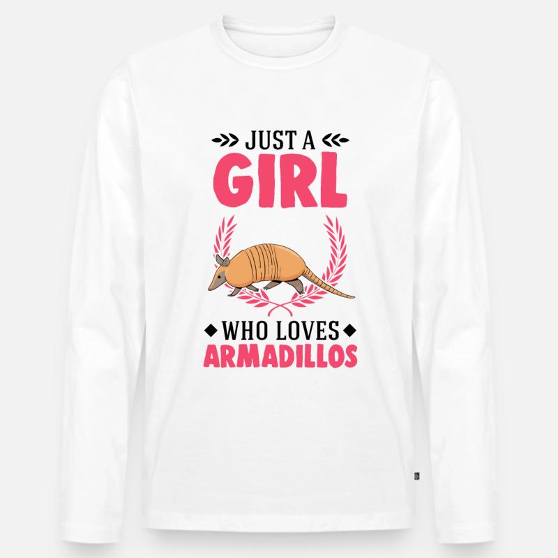 Gürteltier Mädchen Armadillo - Männer Premium Bio Langarmshirt - Weiß