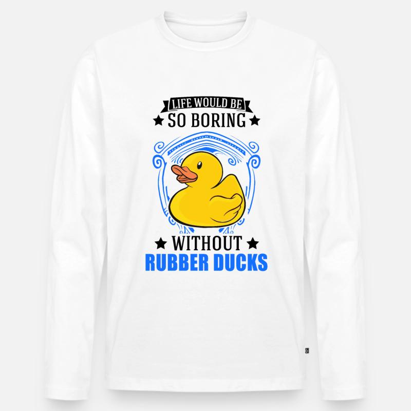 Gummiente Geschenk Quietscheente Badeente - Männer Premium Bio Langarmshirt - Weiß