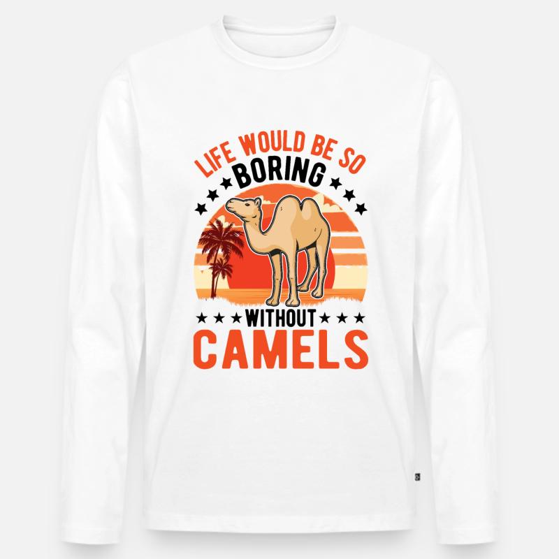 Kamel Geschenk Dromedar Camel Großkamel - Männer Premium Bio Langarmshirt - Weiß