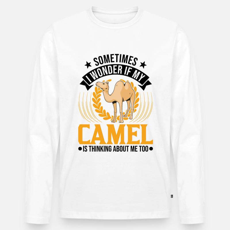 Kamel Geschenk Dromedar Camel Großkamel - Männer Premium Bio Langarmshirt - Weiß