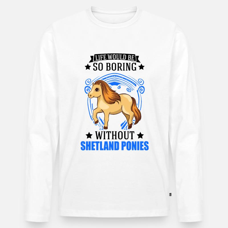 Shetland Pony Geschenk Shetty - Männer Premium Bio Langarmshirt - Weiß