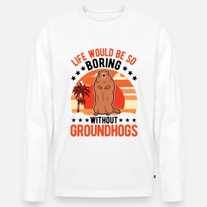Murmeltier Groundhog Day Waldmurmeltier - Männer Premium Bio Langarmshirt - Weiß