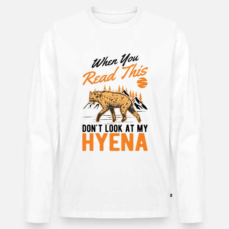 Hyäne Geschenk Erdwolf Hyena - Männer Premium Bio Langarmshirt - Weiß