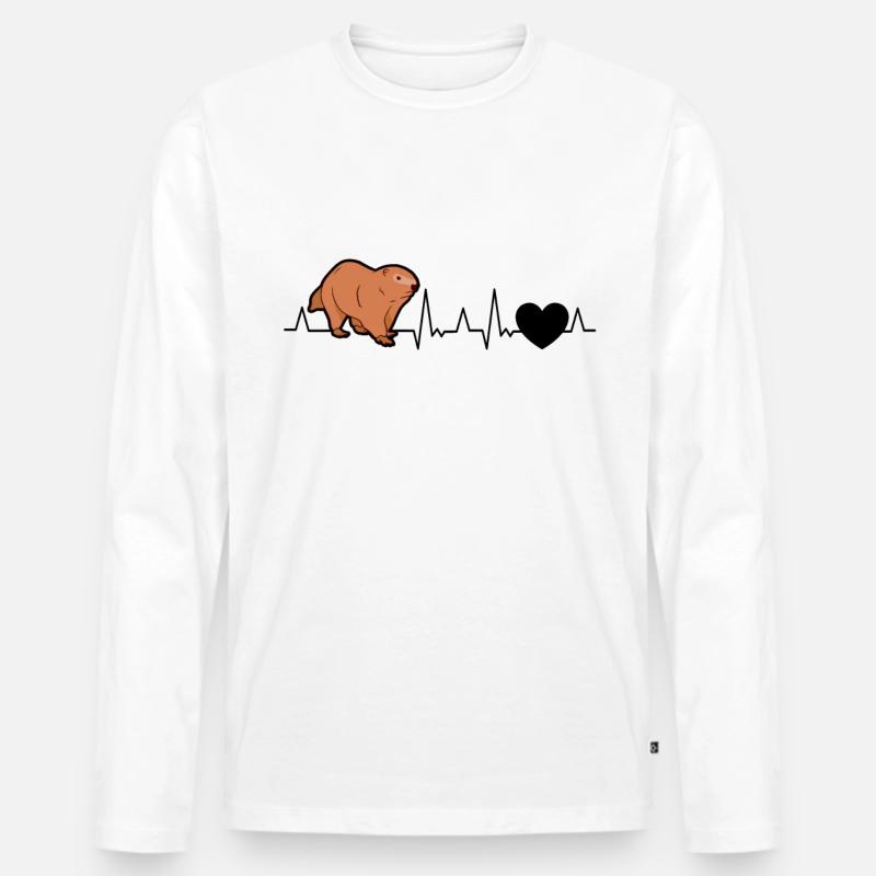Murmeltier Herzschlag Waldmurmeltier - Männer Premium Bio Langarmshirt - Weiß