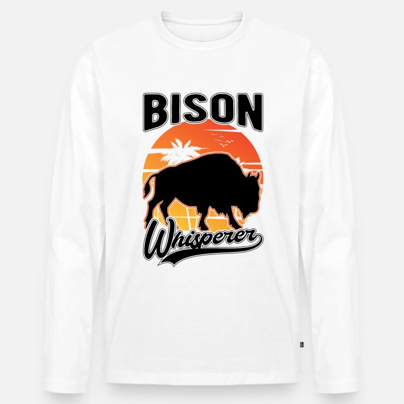 Büffelflüsterer Büffel Flüsterer Wasserbüffel - Männer Premium Bio Langarmshirt - Weiß