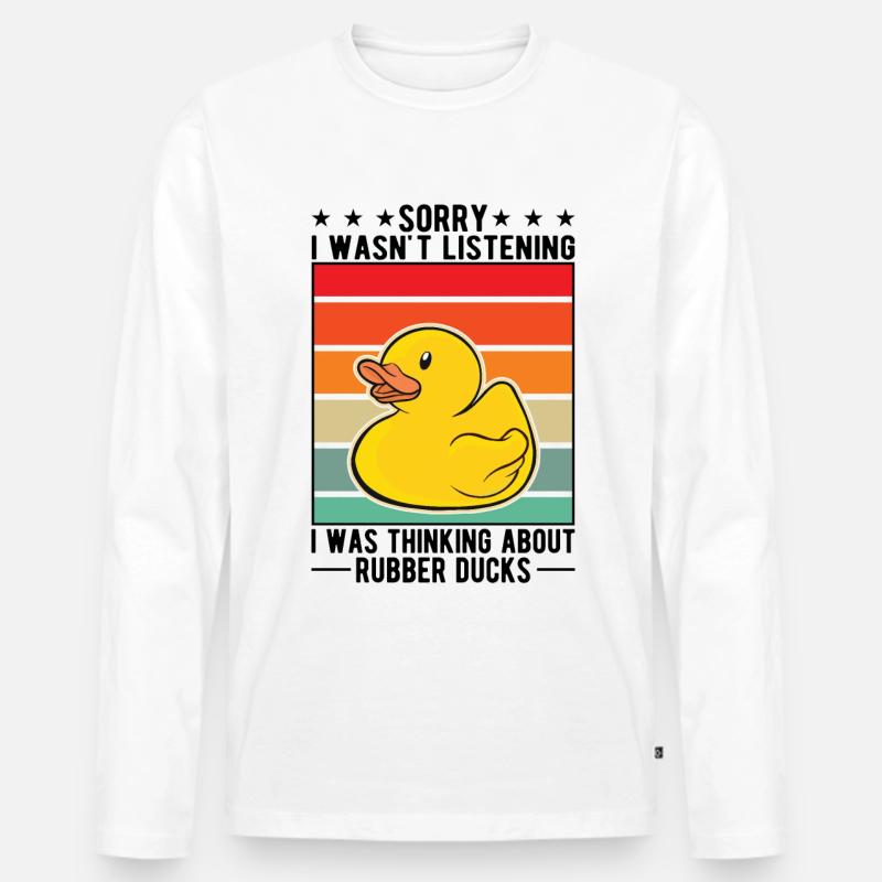 Gummiente Geschenk Quietscheente Badeente - Männer Premium Bio Langarmshirt - Weiß