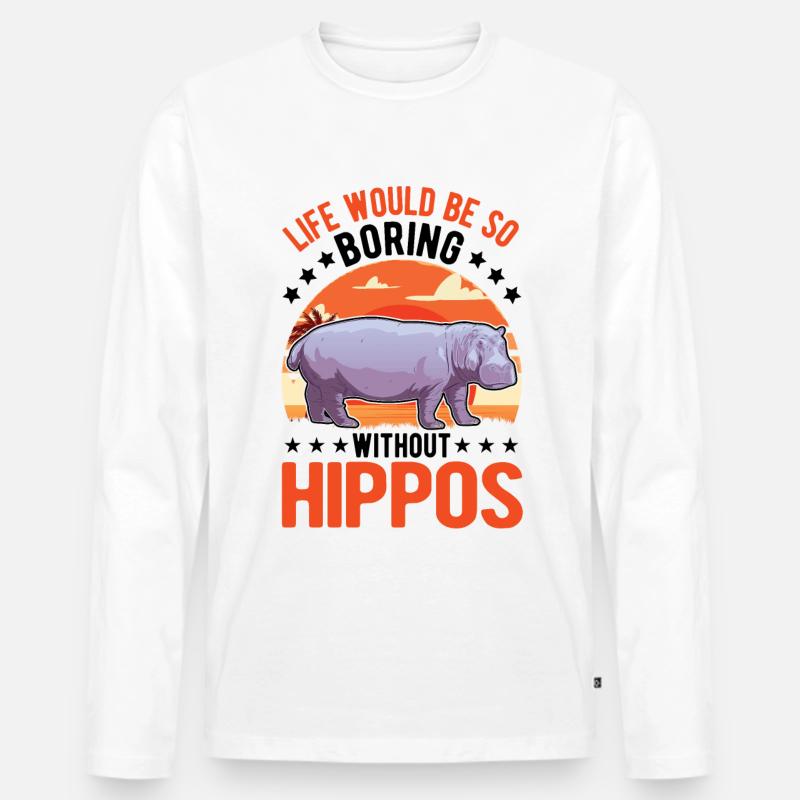 Nilpferd Geschenk Hippo Flusspferd - Männer Premium Bio Langarmshirt - Weiß