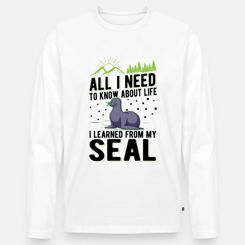 Robbe Geschenk Seehund Seelöwe - Männer Premium Bio Langarmshirt - Weiß