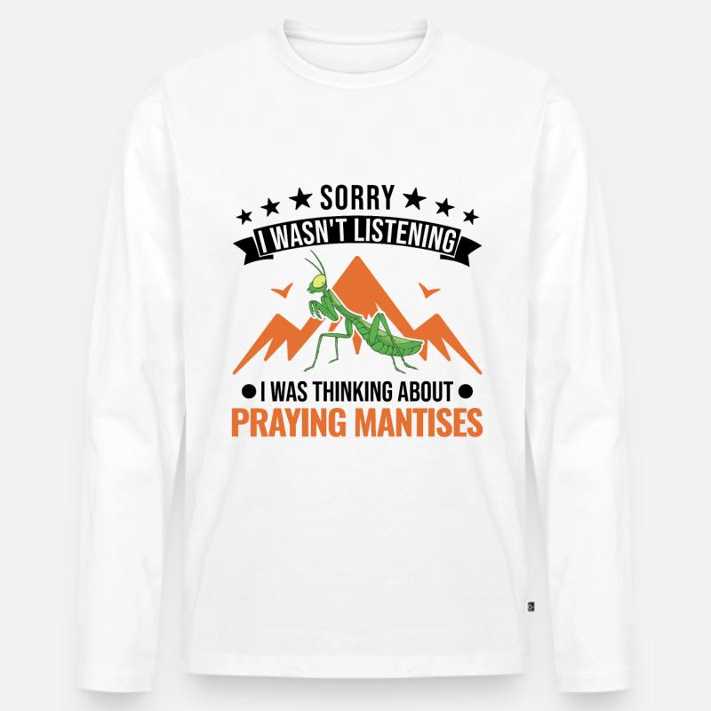 Gottesanbeterin Geschenk Mantis Fangschrecke - Männer Premium Bio Langarmshirt - Weiß