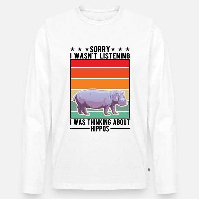 Nilpferd Geschenk Flusspferd Hippo - Männer Premium Bio Langarmshirt - Weiß