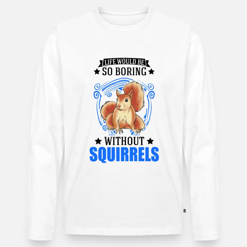 Eichhörnchen Geschenk Squirrel Grauhörnchen - Männer Premium Bio Langarmshirt - Weiß