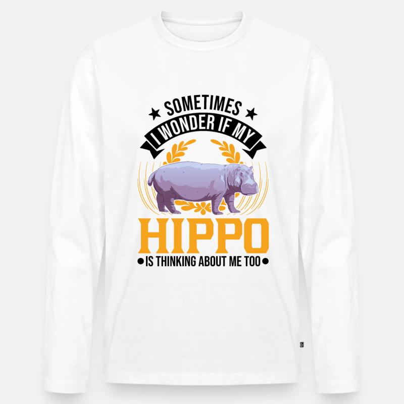 Nilpferd Geschenk Hippo Flusspferd - Männer Premium Bio Langarmshirt - Weiß