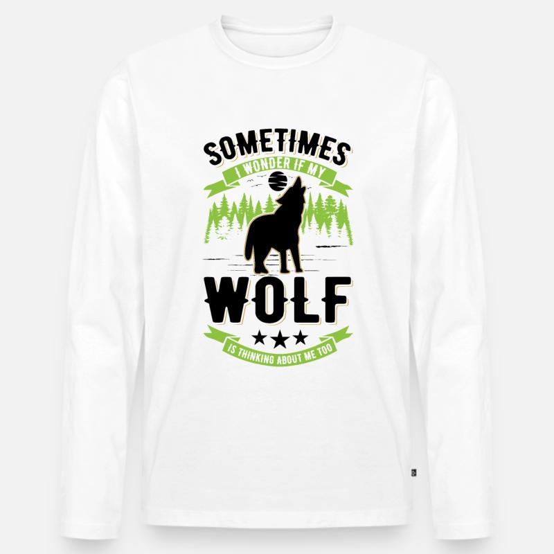 Wolf Liebhaber Geschenk Wolfsrudel - Männer Premium Bio Langarmshirt - Weiß
