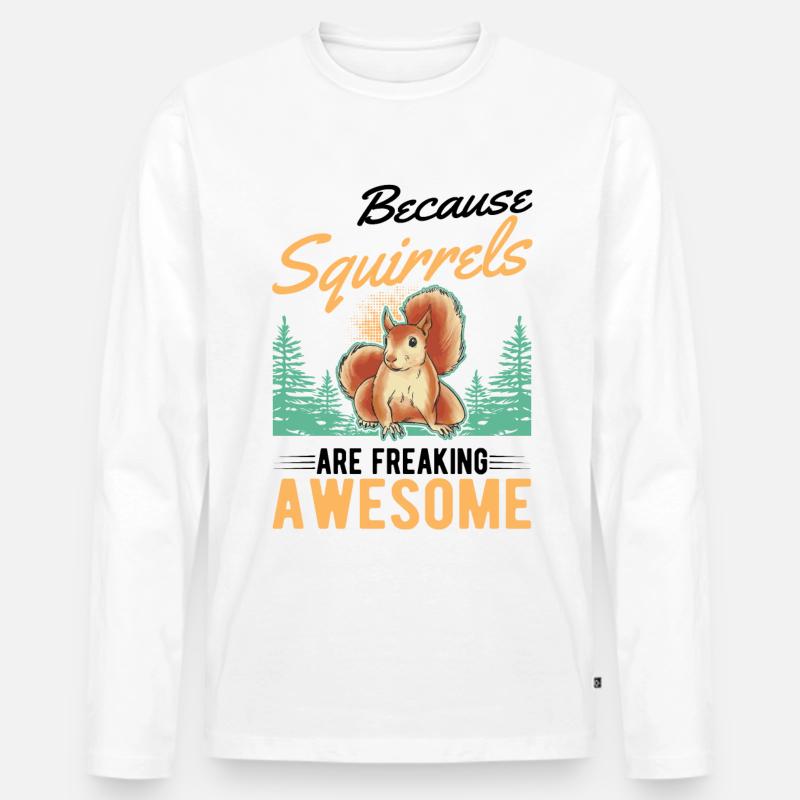 Eichhörnchen Geschenk Squirrel Grauhörnchen - Männer Premium Bio Langarmshirt - Weiß