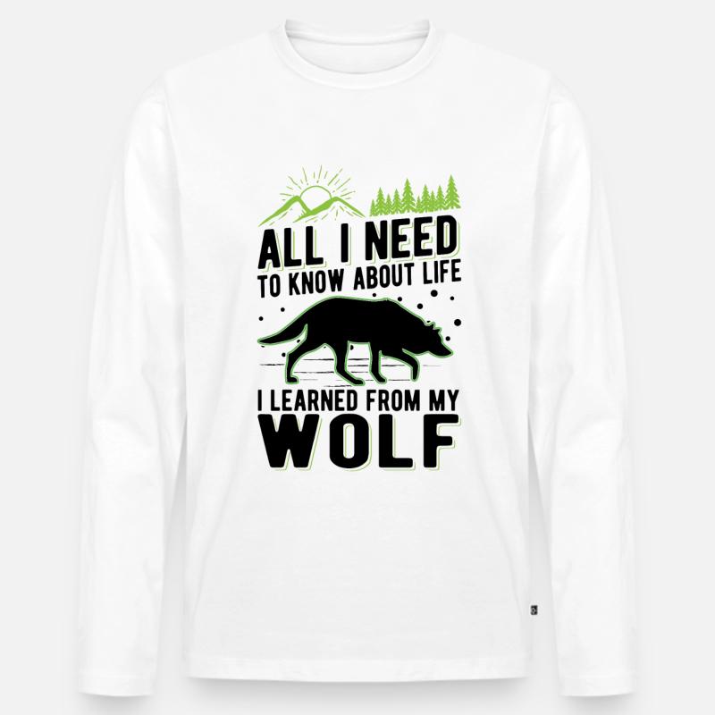 Wolf Liebhaber Geschenk Wolfsrudel - Männer Premium Bio Langarmshirt - Weiß