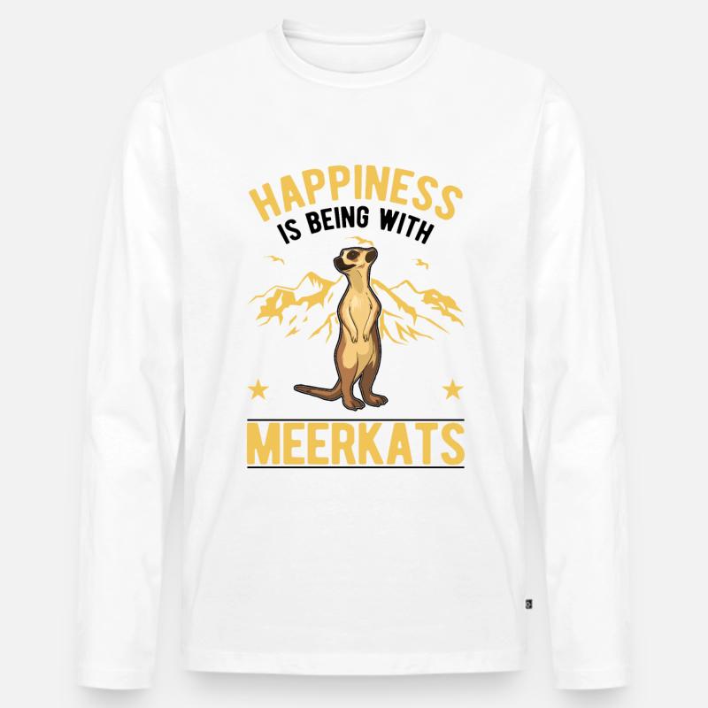 Erdmännchen Glück - Männer Premium Bio Langarmshirt - Weiß