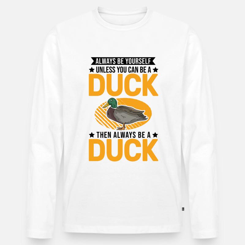 Enten Geschenk Duck Entenzüchter - Männer Premium Bio Langarmshirt - Weiß