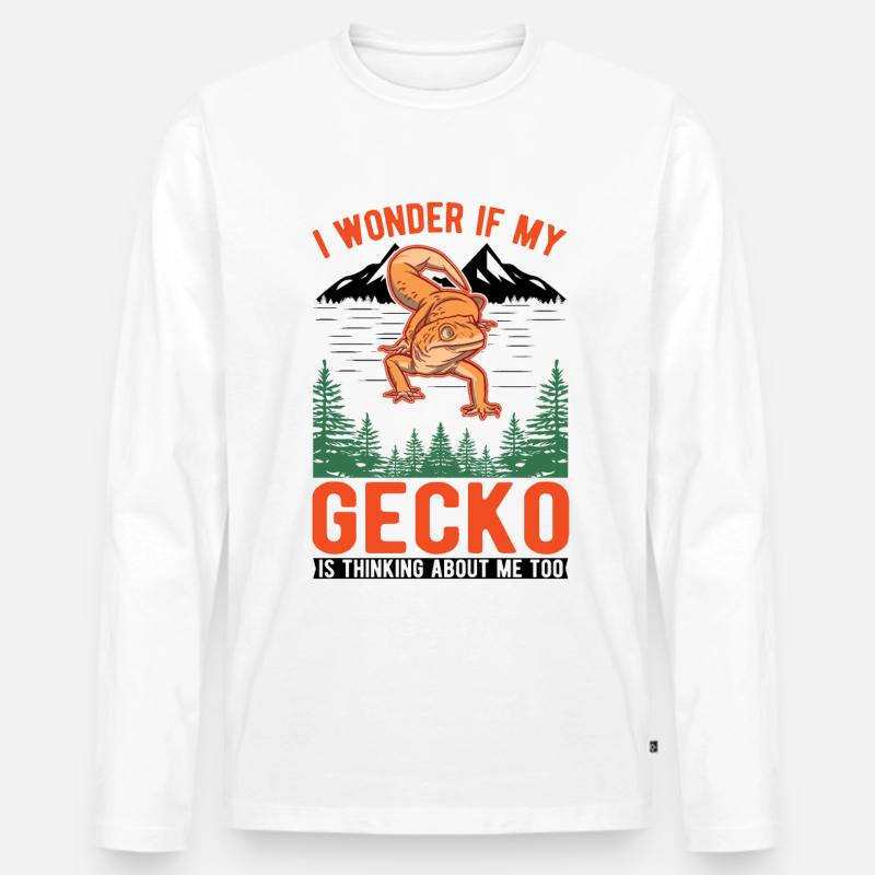 Gecko Geschenk Leopardgecko - Männer Premium Bio Langarmshirt - Weiß