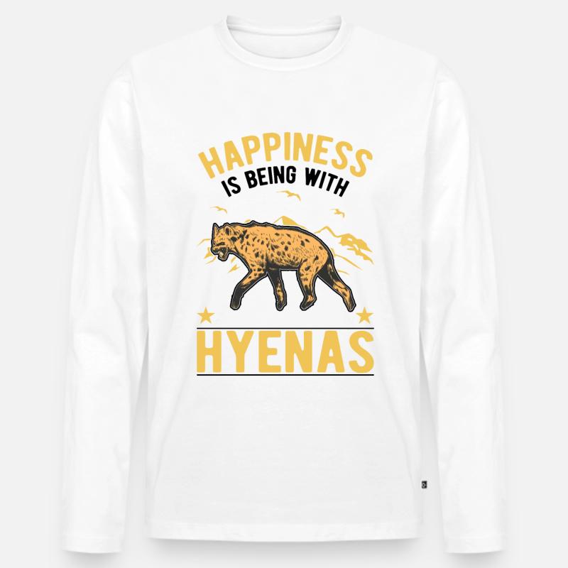 Hyäne Glück Erdwolf Hyena - Männer Premium Bio Langarmshirt - Weiß
