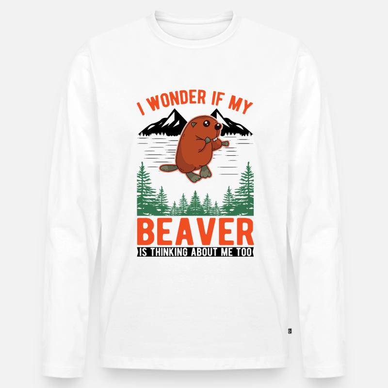 Biber Geschenk Biberdamm Beaver - Männer Premium Bio Langarmshirt - Weiß