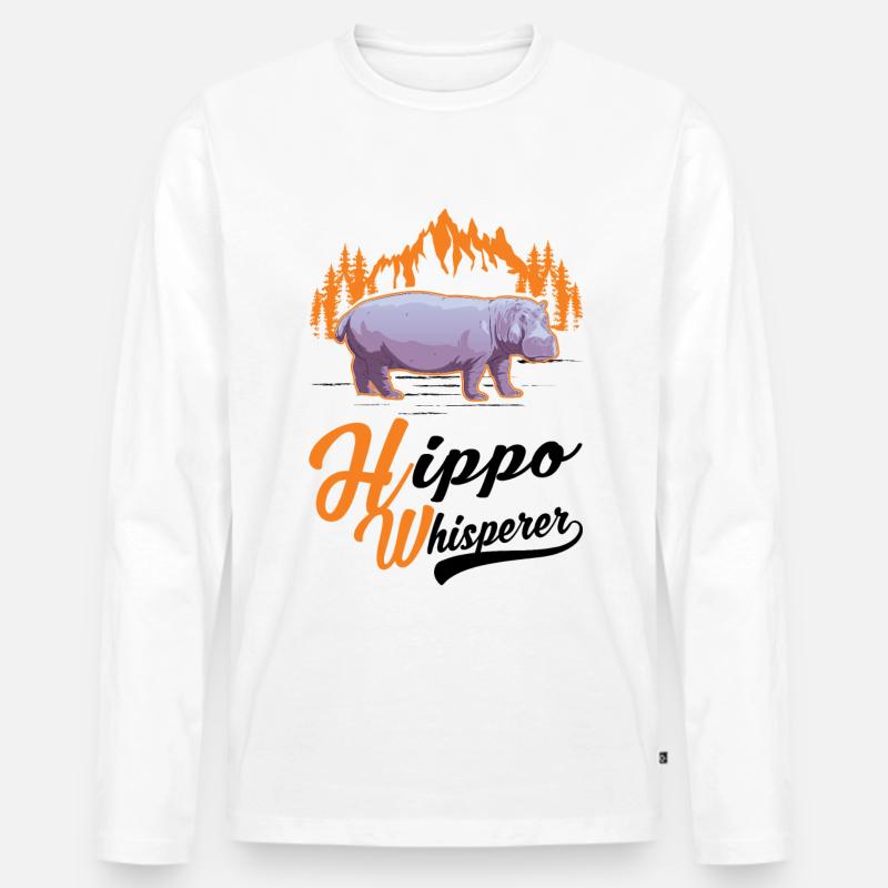 Nilpferd Flüsterer Hippo Flusspferd - Männer Premium Bio Langarmshirt - Weiß