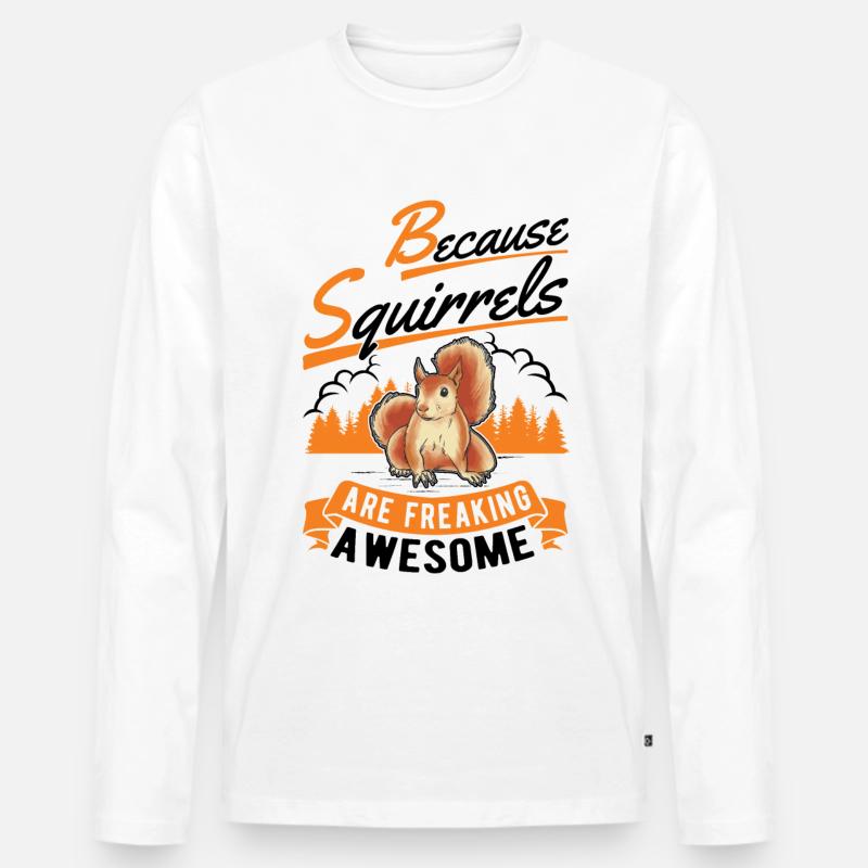 Eichhörnchen Geschenk Squirrel Grauhörnchen - Männer Premium Bio Langarmshirt - Weiß