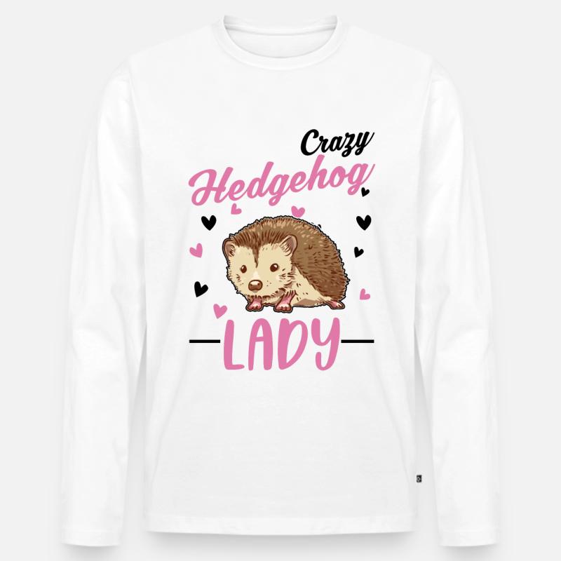 Crazy Hedgehog lady Igel Stacheligel - Männer Premium Bio Langarmshirt - Weiß