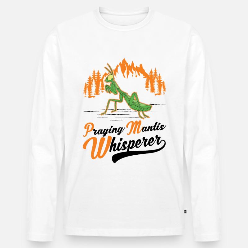 Gottesanbeterin Flüsterer Mantis Fangschrecke - Männer Premium Bio Langarmshirt - Weiß