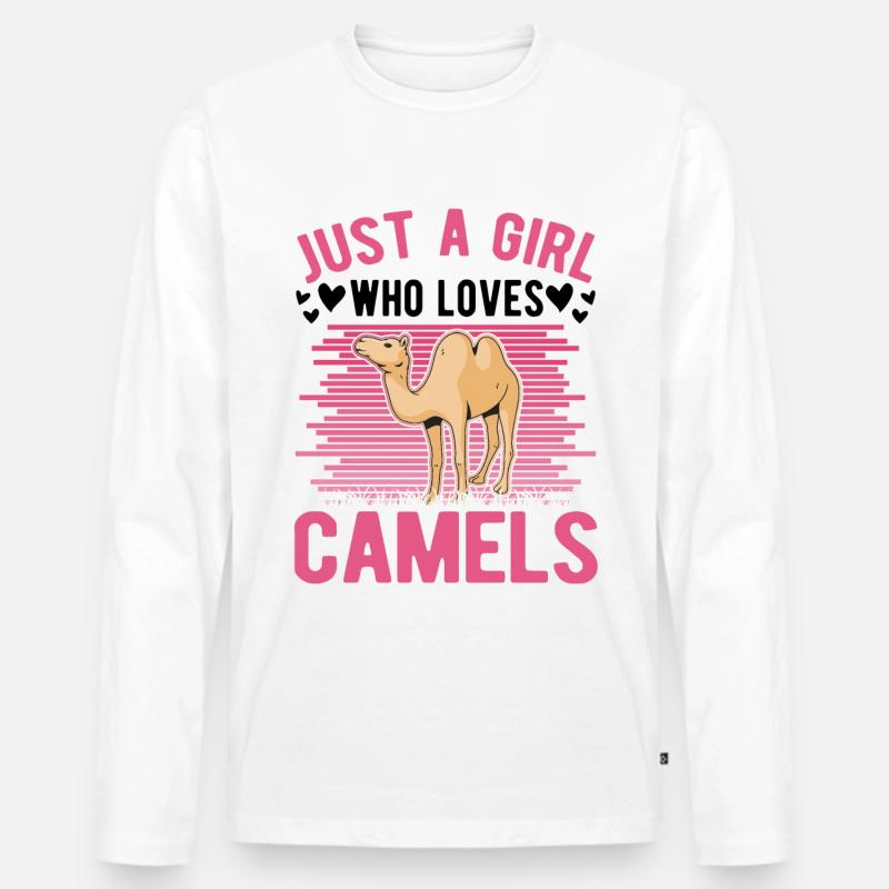 Kamel Mädchen Dromedar Ägypten Großkamel - Männer Premium Bio Langarmshirt - Weiß
