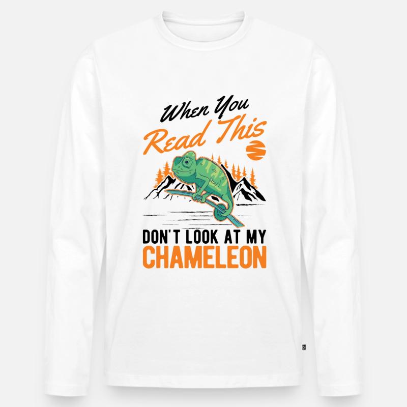 Chamäleon Geschenk Chameleon - Männer Premium Bio Langarmshirt - Weiß