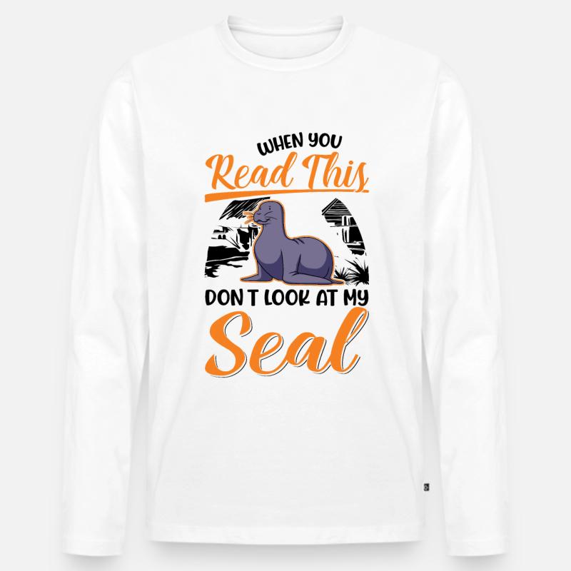Robbe Geschenk Seehund Seelöwe - Männer Premium Bio Langarmshirt - Weiß