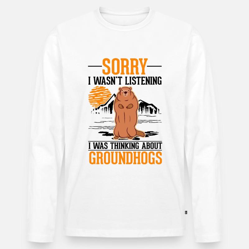 Murmeltier Groundhog Day Waldmurmeltier - Männer Premium Bio Langarmshirt - Weiß