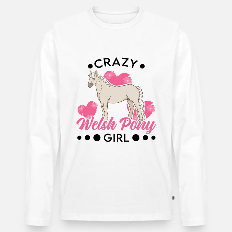 Verrücktes Welsh Pony Mädchen - Männer Premium Bio Langarmshirt - Weiß