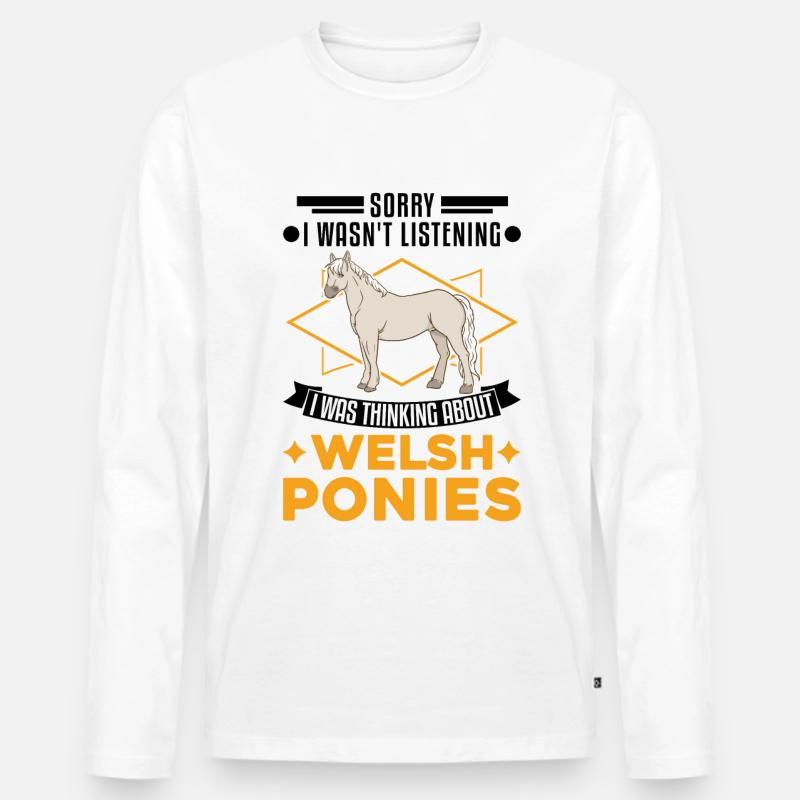 Welsh Pony Geschenk - Männer Premium Bio Langarmshirt - Weiß