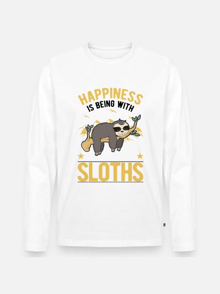 Sloth Happiness Sloth - Men's Premium Organic Long Sleeve Shirt - white
