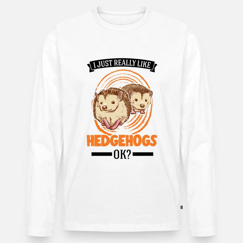 Ich mag einfach Igel - Männer Premium Bio Langarmshirt - Weiß
