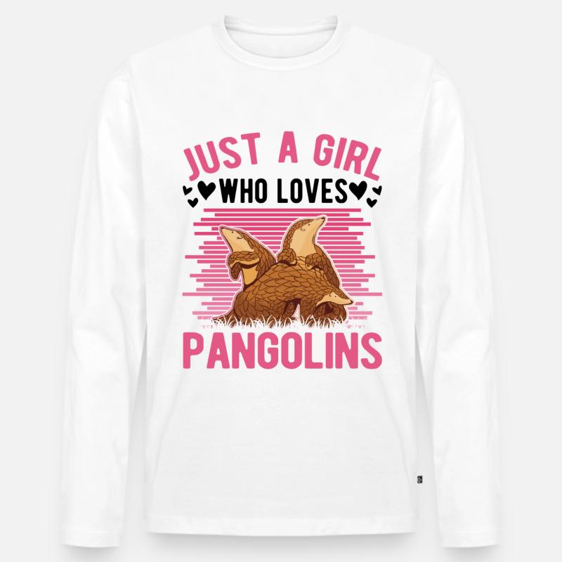 Pangolin Mädchen Schuppentier - Männer Premium Bio Langarmshirt - Weiß
