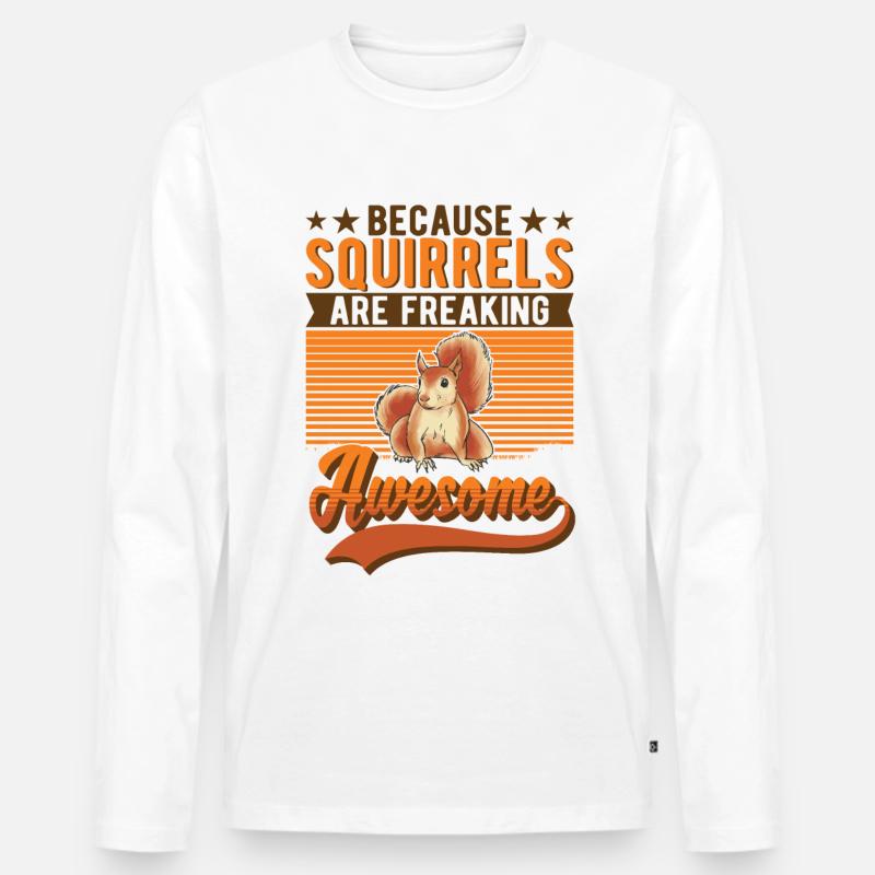Eichhörnchen Geschenk Squirrel Grauhörnchen - Männer Premium Bio Langarmshirt - Weiß