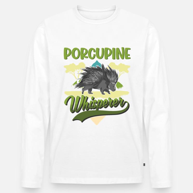 Stachelschwein Flüsterer - Männer Premium Bio Langarmshirt - Weiß