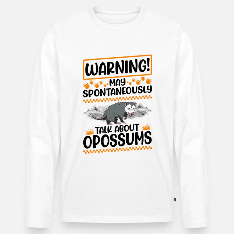 Warnung Opossum Possum Beutelratte - Männer Premium Bio Langarmshirt - Weiß