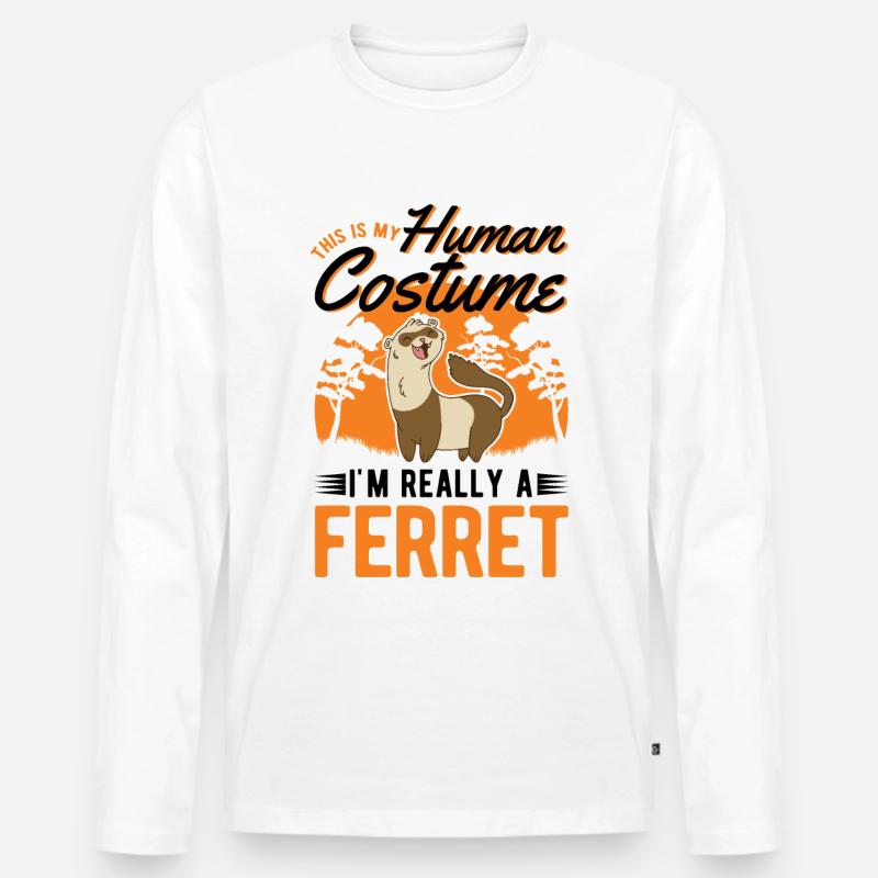 Frettchen Kostüm Halloween - Männer Premium Bio Langarmshirt - Weiß