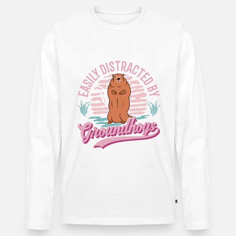 Murmeltier Groundhog Waldmurmeltier - Männer Premium Bio Langarmshirt - Weiß