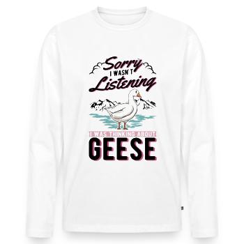 Geese Gift Goose Breeder Goose - Men's Premium Organic Long Sleeve Shirt - white - Front - Nico (187cm)